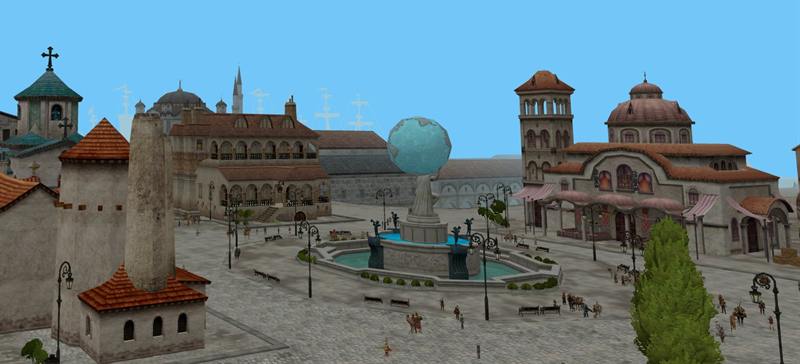 The fountain square of Constantinople with domed buildings